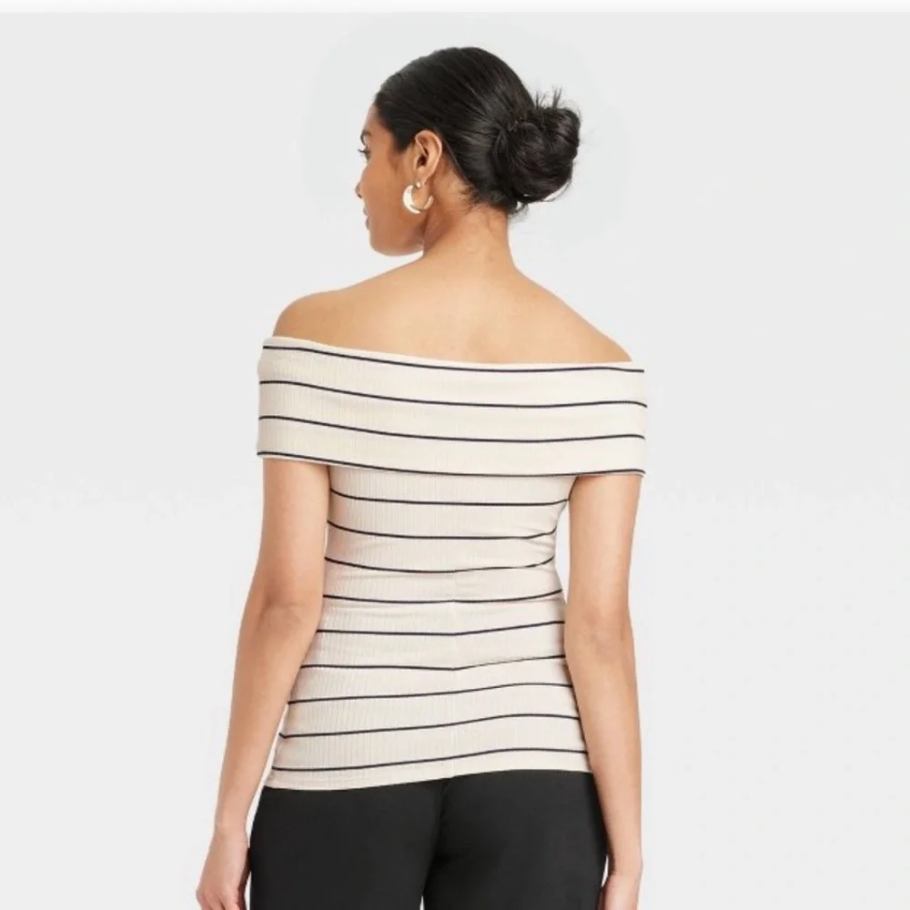 NWT Target A New Day Women’s Slim Fit short sleeve off the shoulder top sz L - Picture 2 of 6